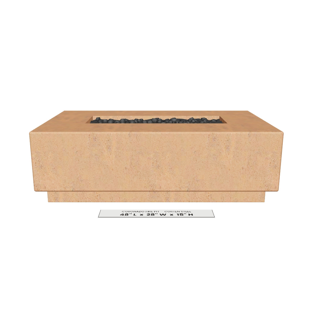 Coronado Fire Pit Corten Steel 3D model – 48 in x 28 in x 15 in tall