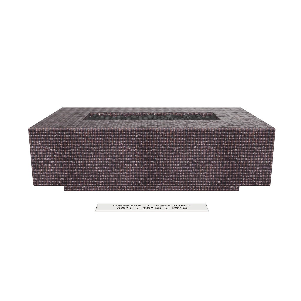 Coronado Fire Pit Hammered Copper 3D model – 48 in x 28 in x 15 in tall