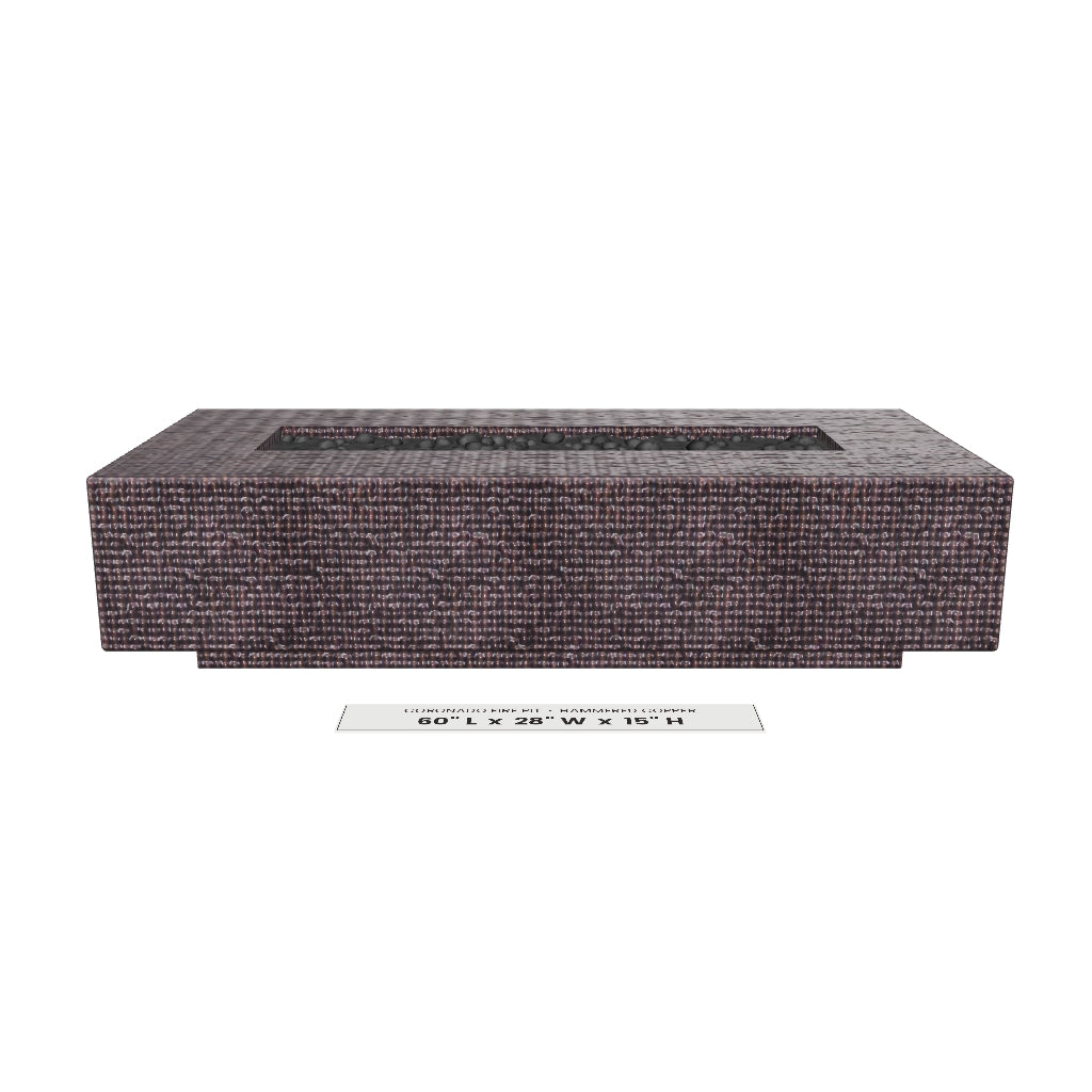 Coronado Fire Pit Hammered Copper 3D model – 60 in x 28 in x 15 in tall