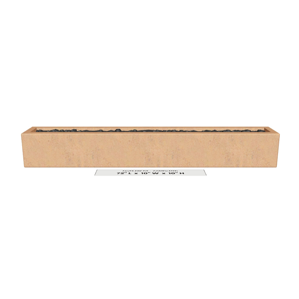 Eaves Fire Pit Corten Steel 3D model – 72 in x 10 in x 10 in tall