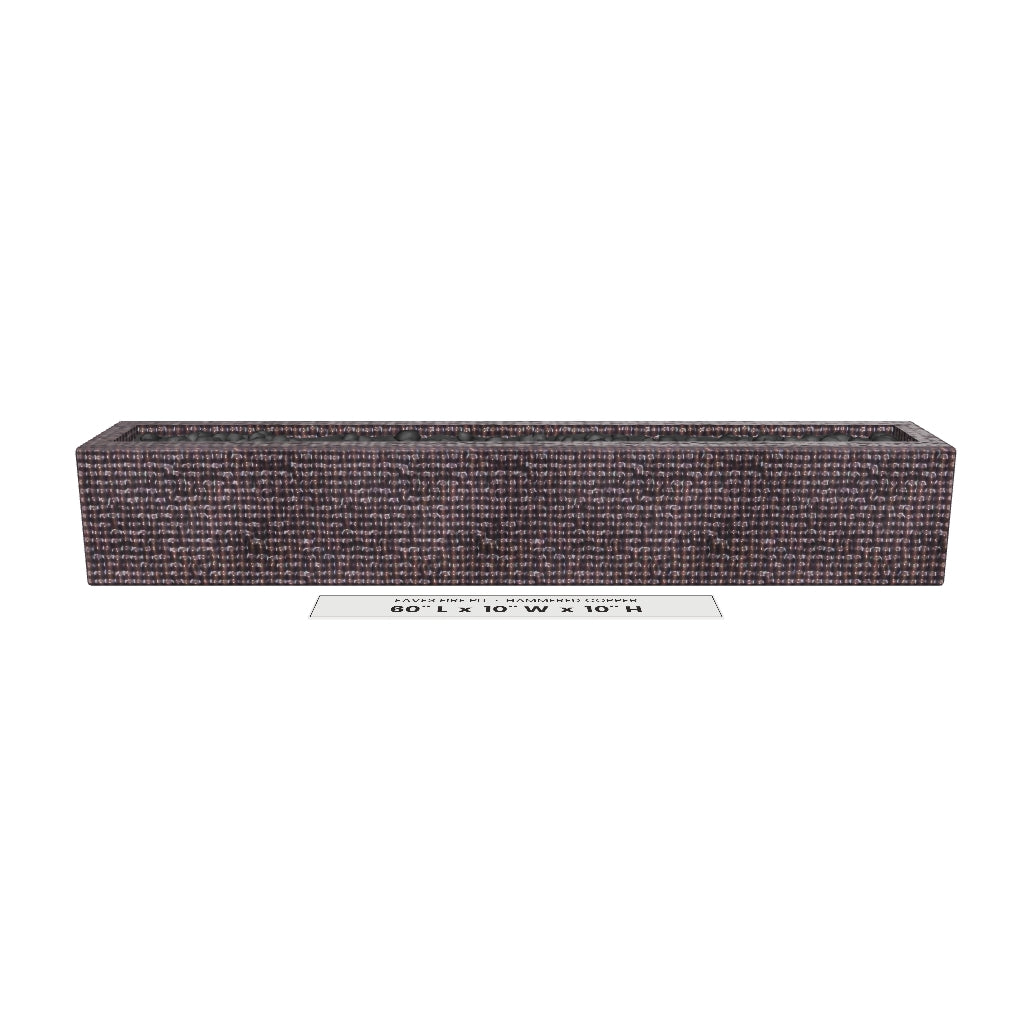 Eaves Fire Pit Hammered Copper 3D model – 60 in x 10 in x 10 in tall