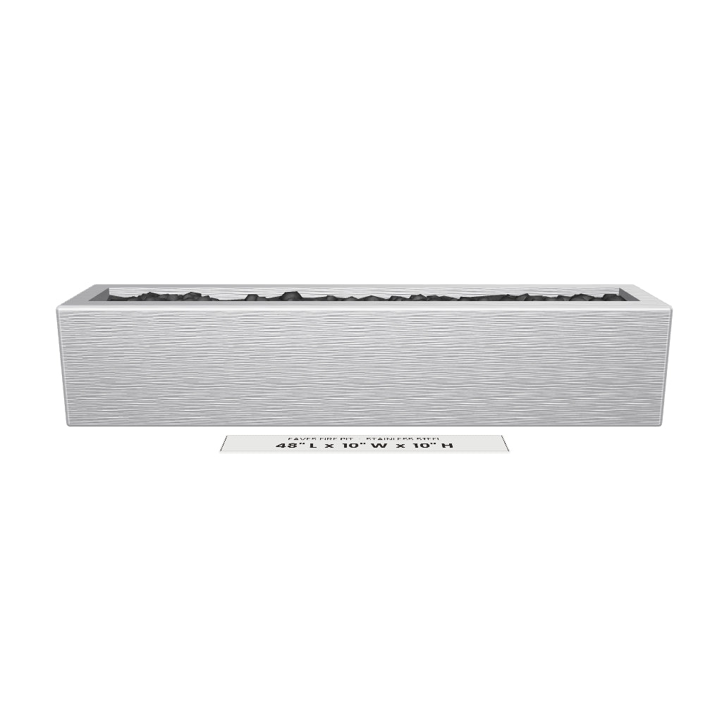 Eaves Fire Pit Stainless Steel 3D model – 48 in x 10 in x 10 in tall