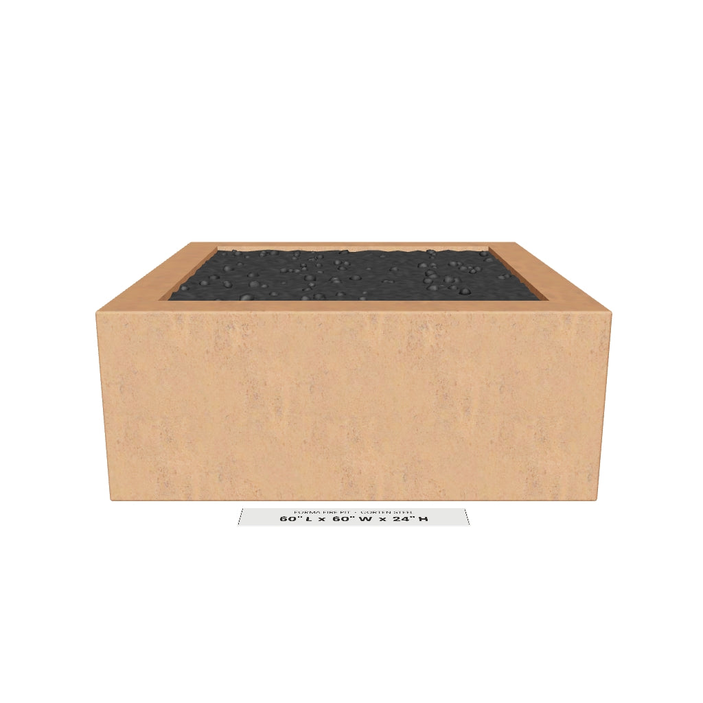 Forma Fire Pit Corten Steel 3D model – 60 in x 60 in x 24 in tall