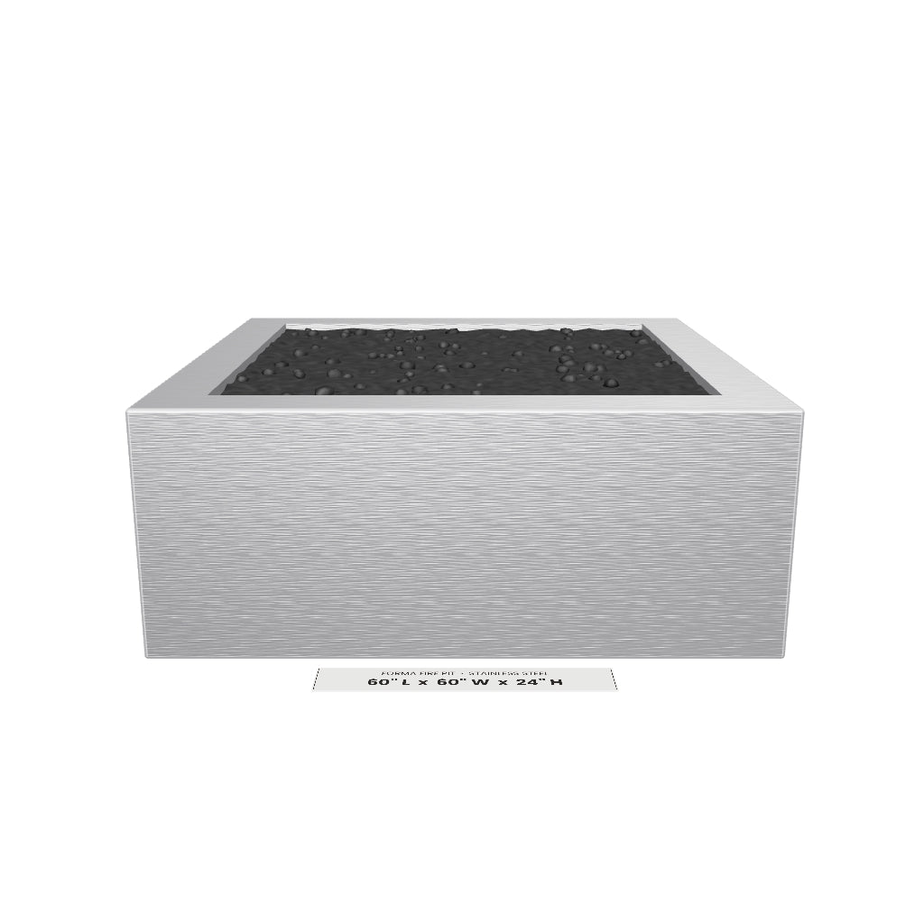 Forma Fire Pit Stainless Steel 3D model – 60 in x 60 in x 24 in tall