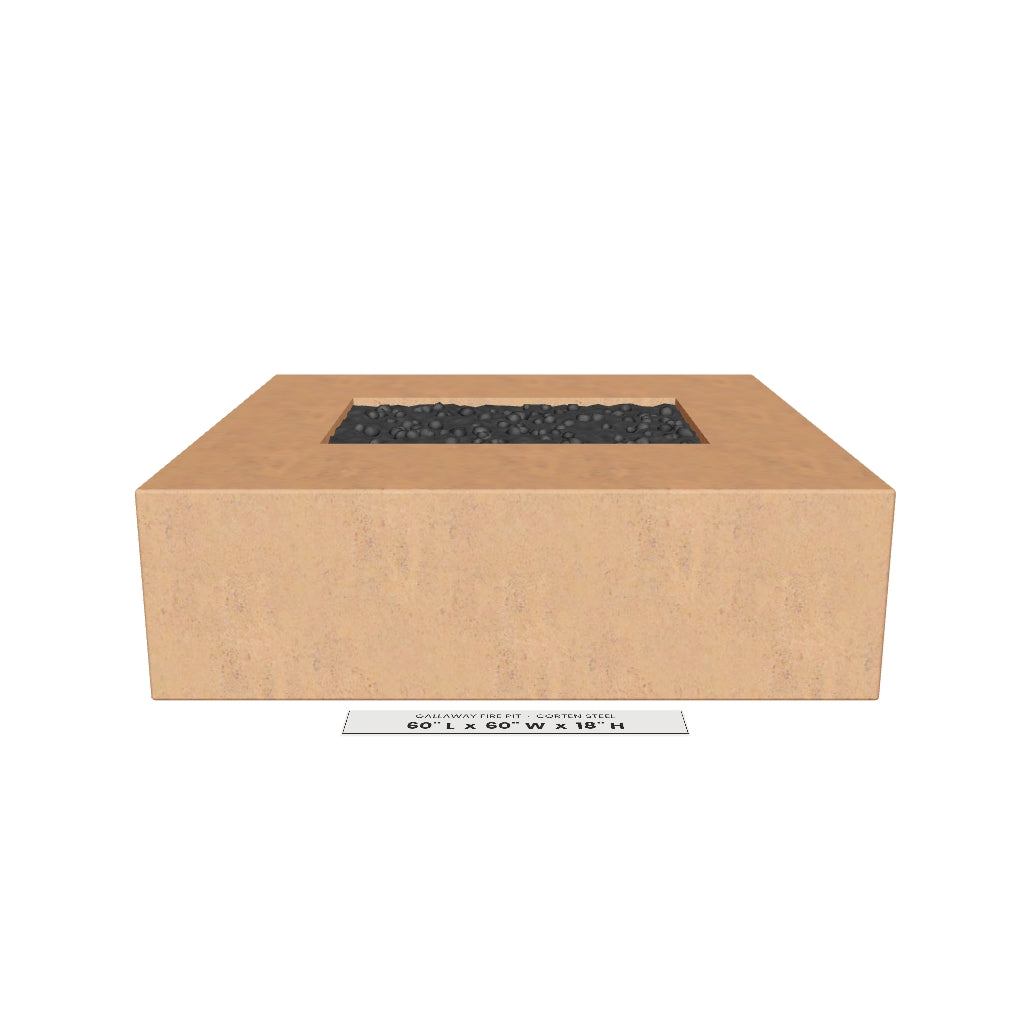 Gallaway Fire Pit Corten Steel 3D model – 60 in x 60 in x 18 in tall