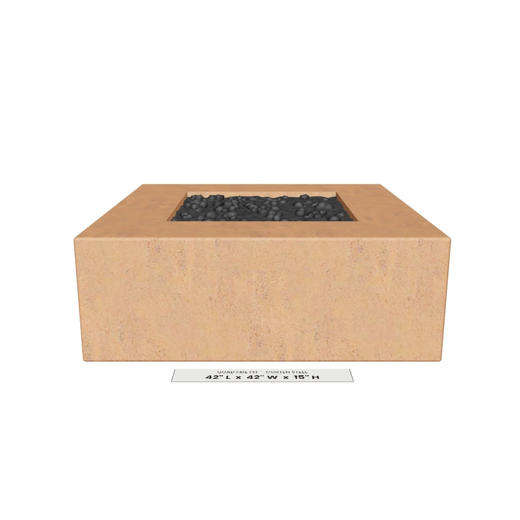 Quad Fire Pit Corten Steel 3D model – 42 in x 42 in x 15 in tall