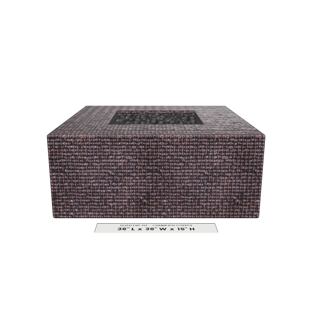 Quad Fire Pit Hammered Copper 3D model – 36 in x 36 in x 15 in tall