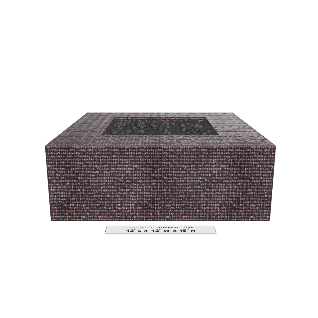 Quad Fire Pit Hammered Copper 3D model – 42 in x 42 in x 15 in tall