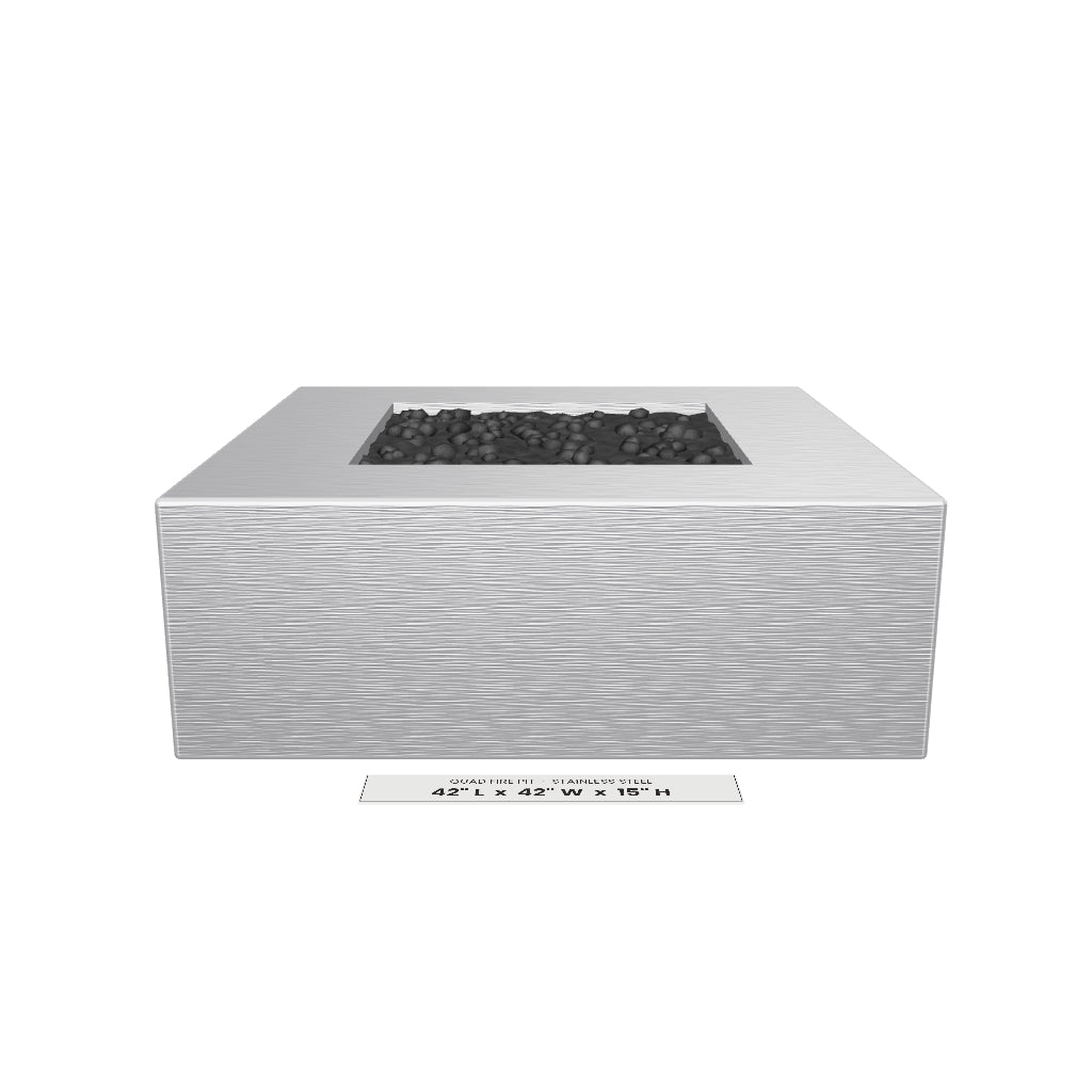Quad Fire Pit Stainless Steel 3D model – 42 in x 42 in x 15 in tall