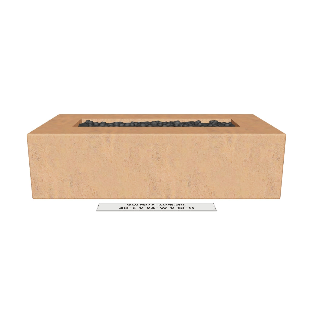 Regal Fire Pit Corten Steel 3D model – 48 in x 24 in x 13 in tall
