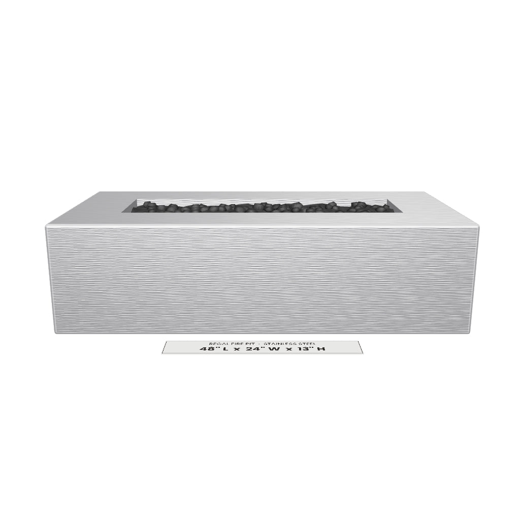 Regal Fire Pit Stainless Steel 3D model – 48 in x 24 in x 13 in tall