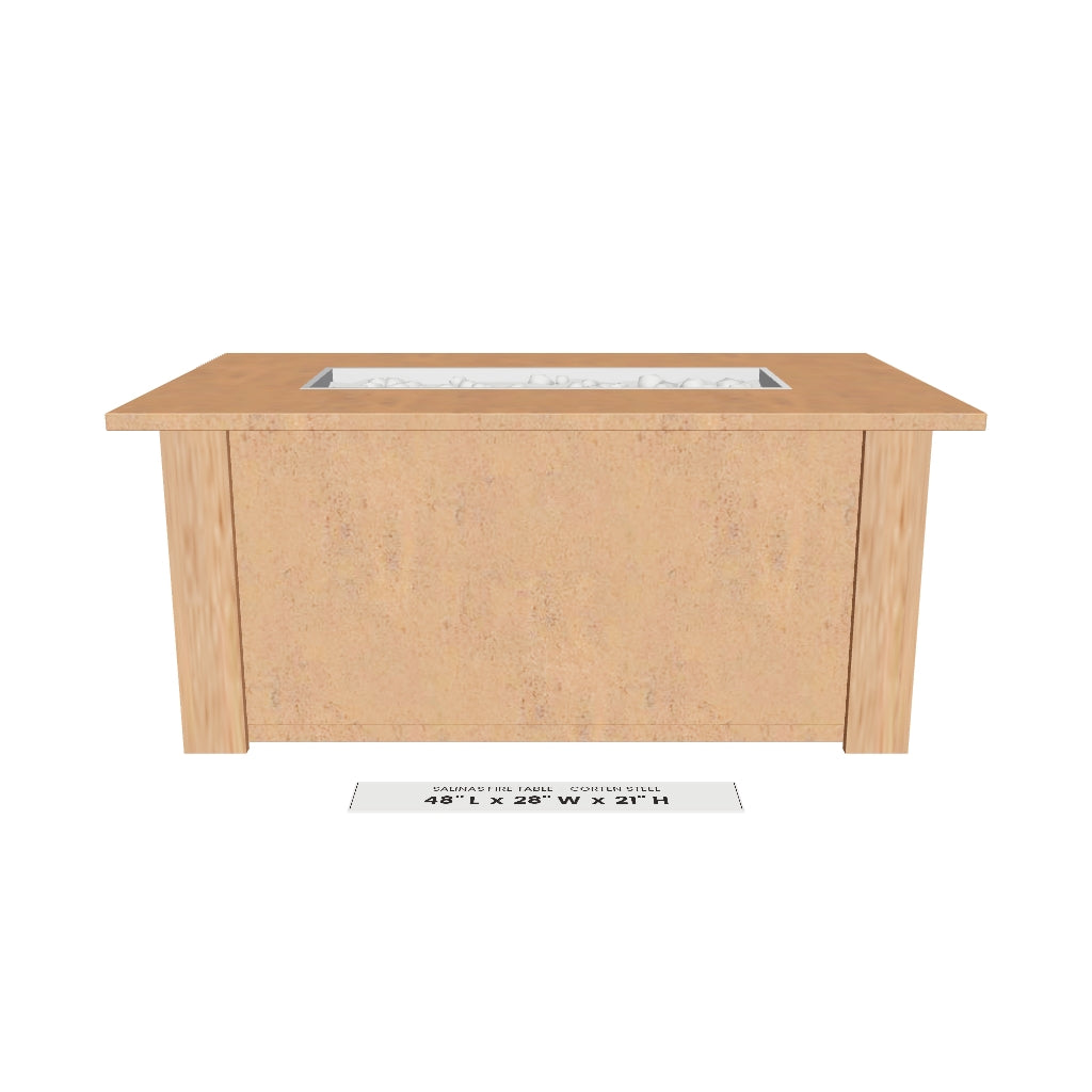 Salinas Fire Table Corten Steel 3D model – 48" x 28" x 21"