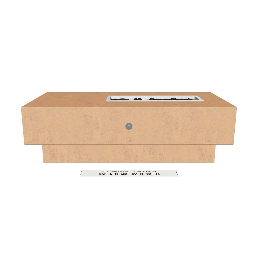 San Juan Fire Pit Corten Steel 3D model – 60" x 28" x 18"