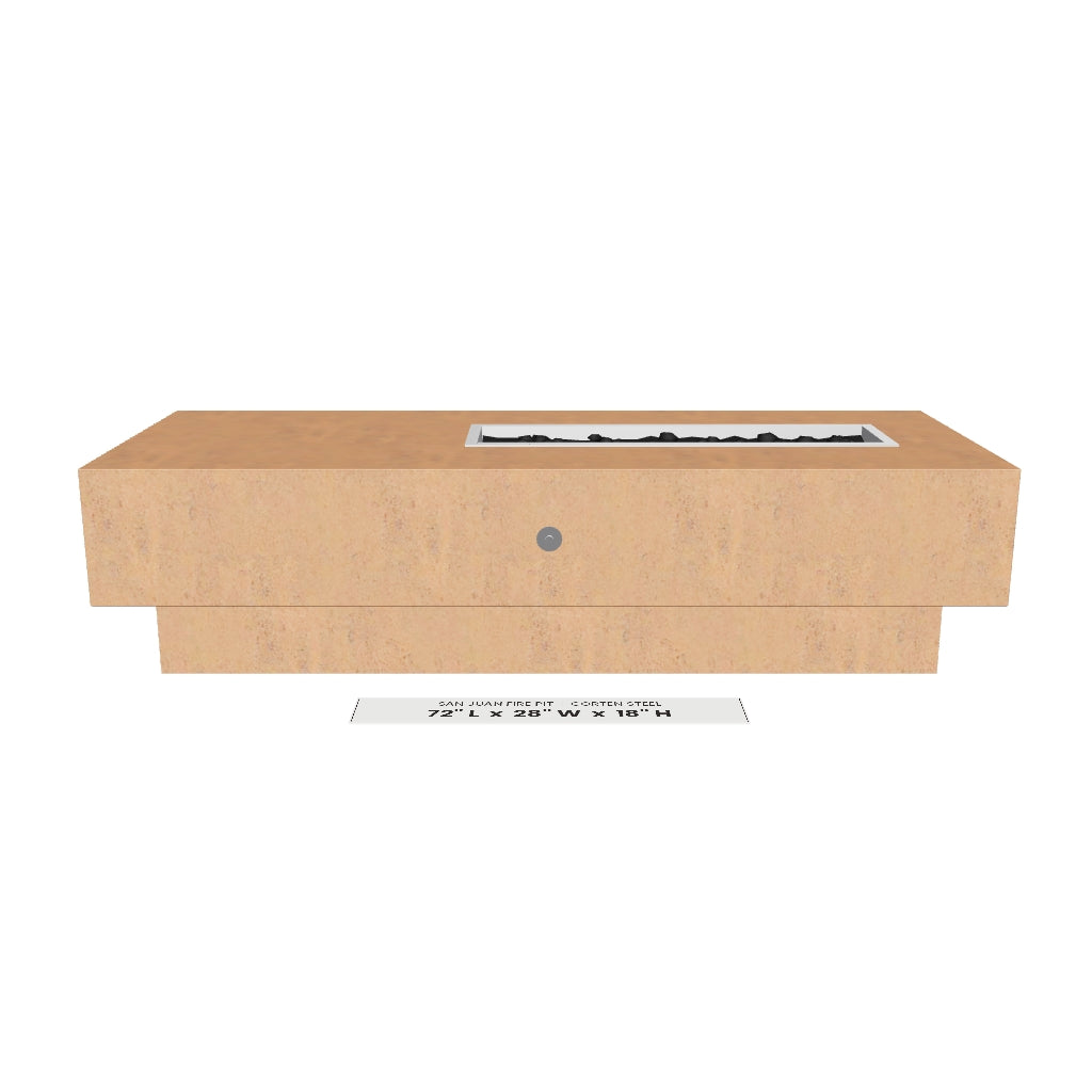 San Juan Fire Pit Corten Steel 3D model – 72" x 28" x 18"
