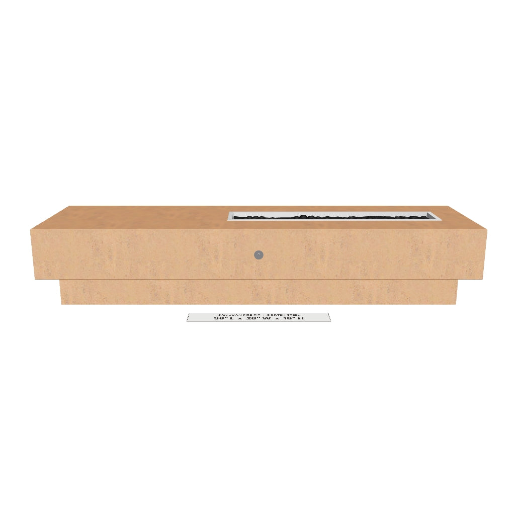 San Juan Fire Pit Corten Steel 3D model – 96" x 28" x 18"