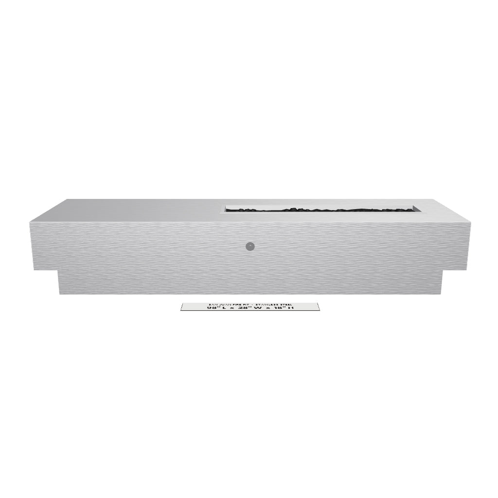 San Juan Fire Pit Stainless Steel 3D model – 96" x 28" x 18"