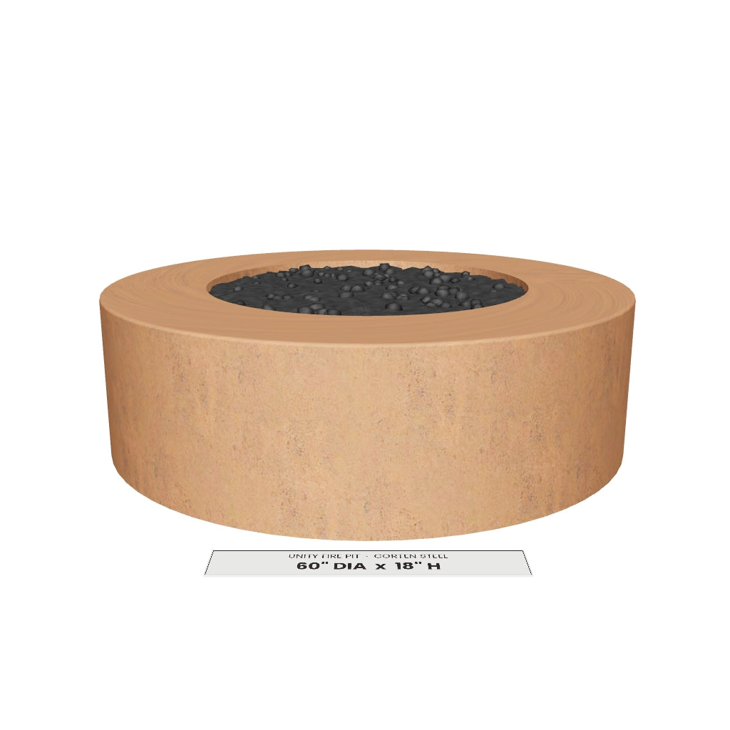 Unity Fire Pit Corten Steel 3D model – 60 in diameter x 18 in tall