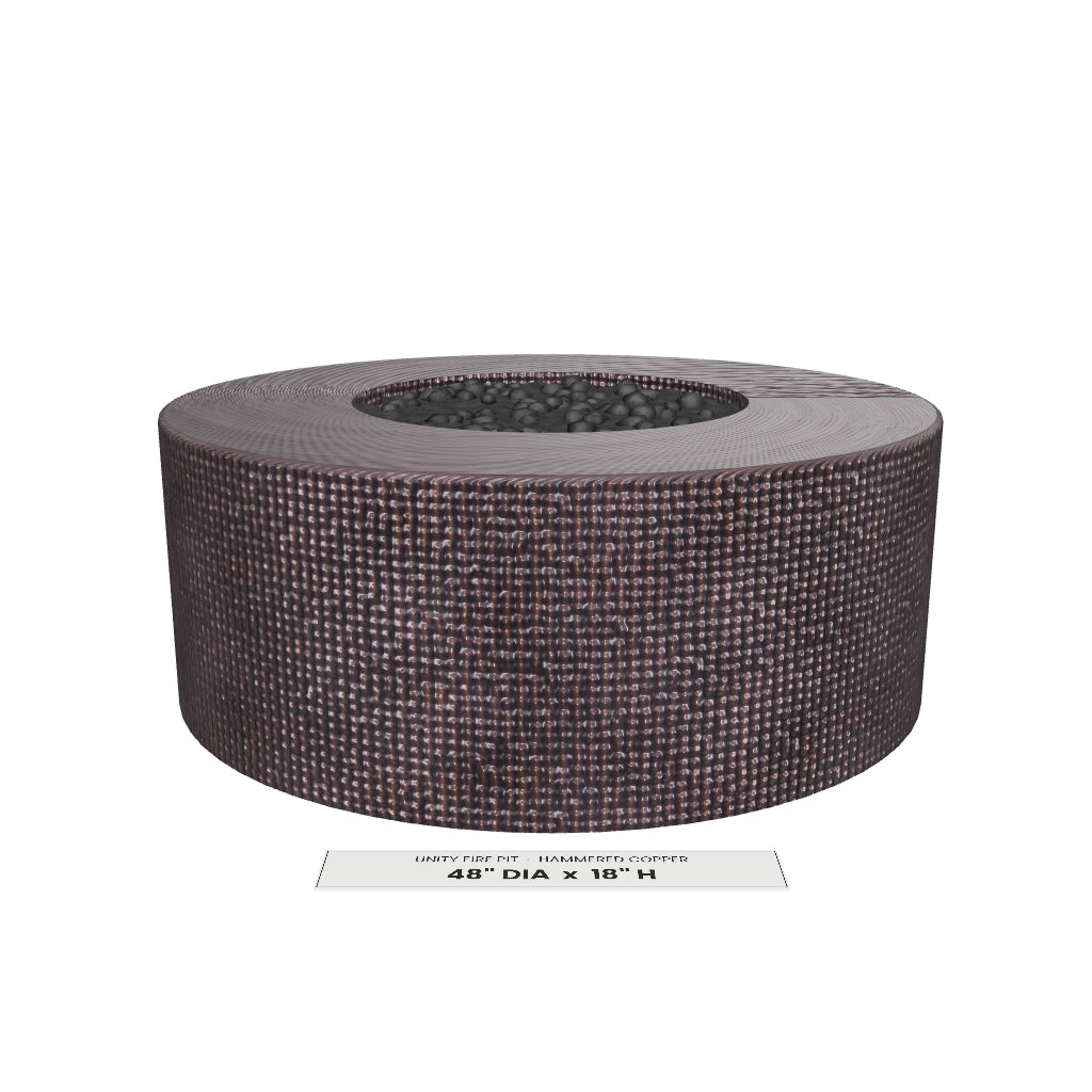 Unity Fire Pit Hammered Copper 3D model – 48 in diameter x 18 in tall