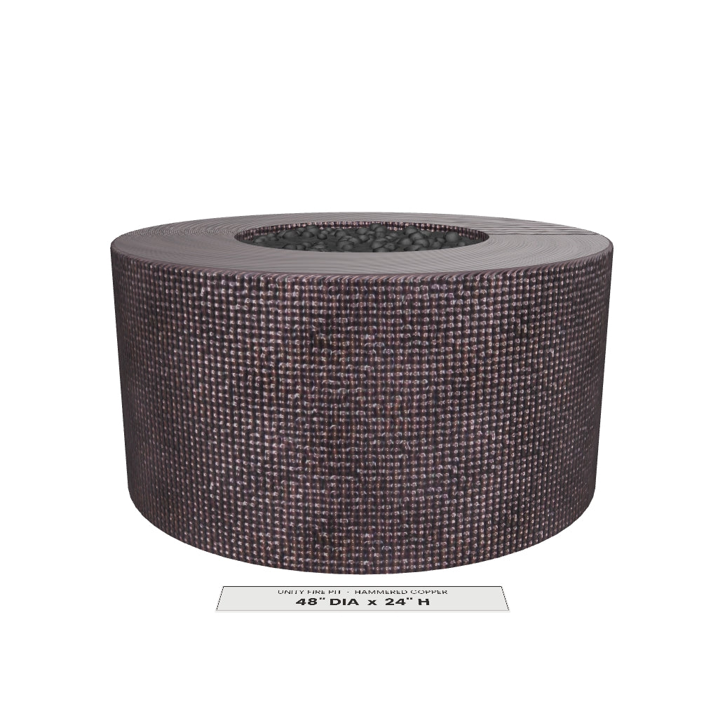 Unity Fire Pit Hammered Copper 3D model – 48 in diameter x 24 in tall