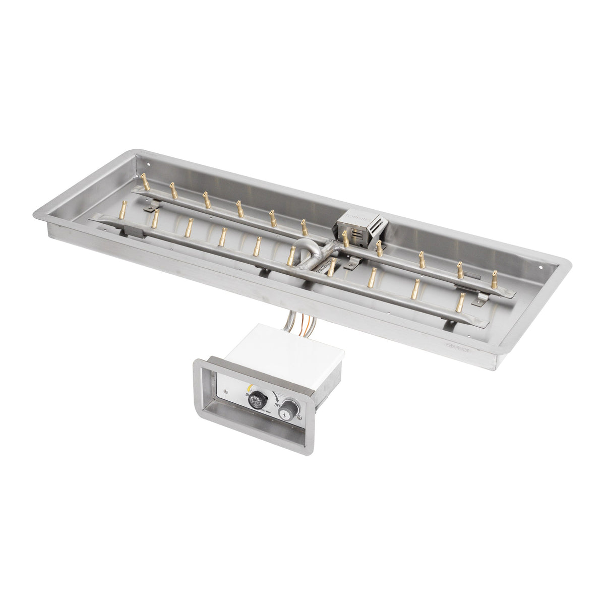 Rectangular drop-in pan with brass 'H' bullet burner, Flame Sense w/ Spark Ignition