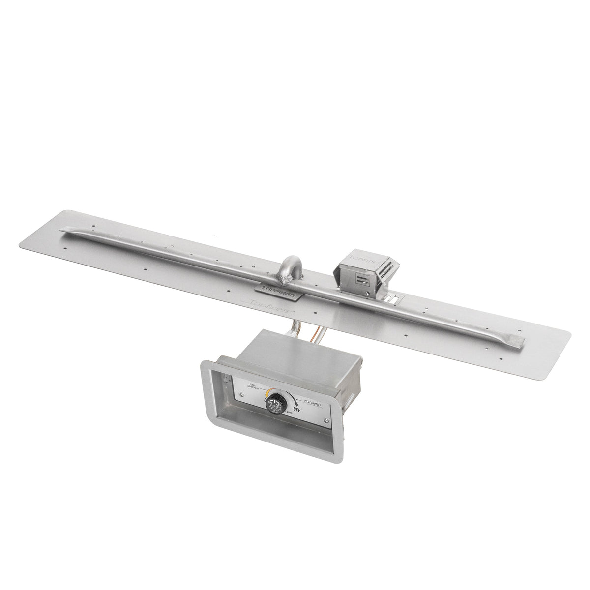 The Outdoor Plus Rectangle Flat Pan & Linear Stainless Steel Burner Kit - 8" Wide