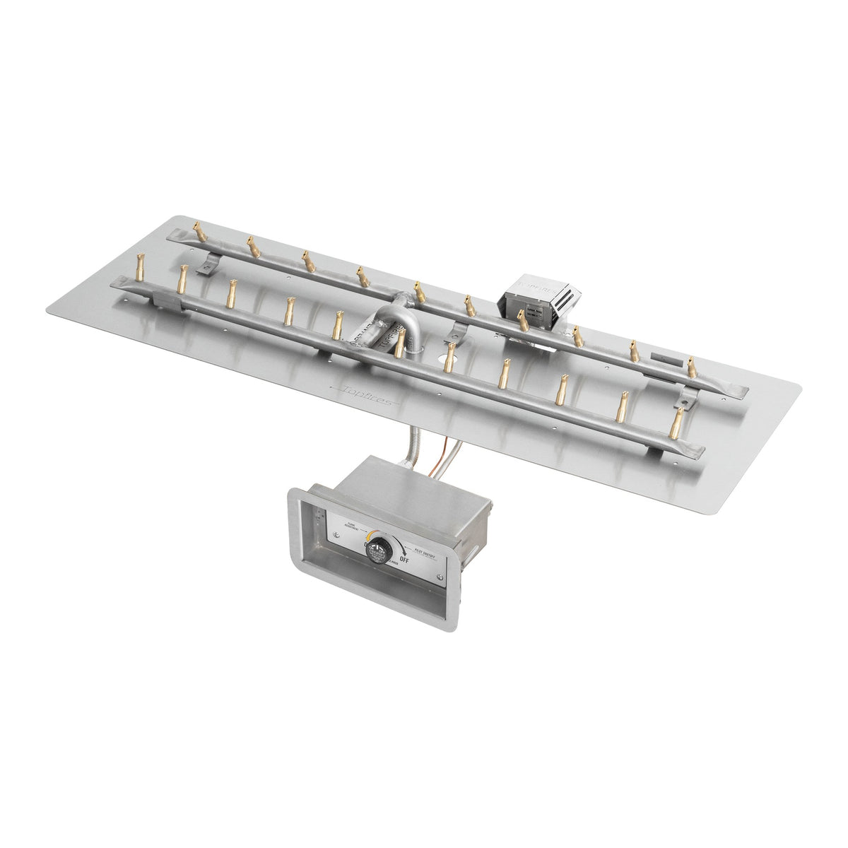 Rectangular flat pan with stainless steel 'H' bullet burner, Match Lit w/ Flame Sense