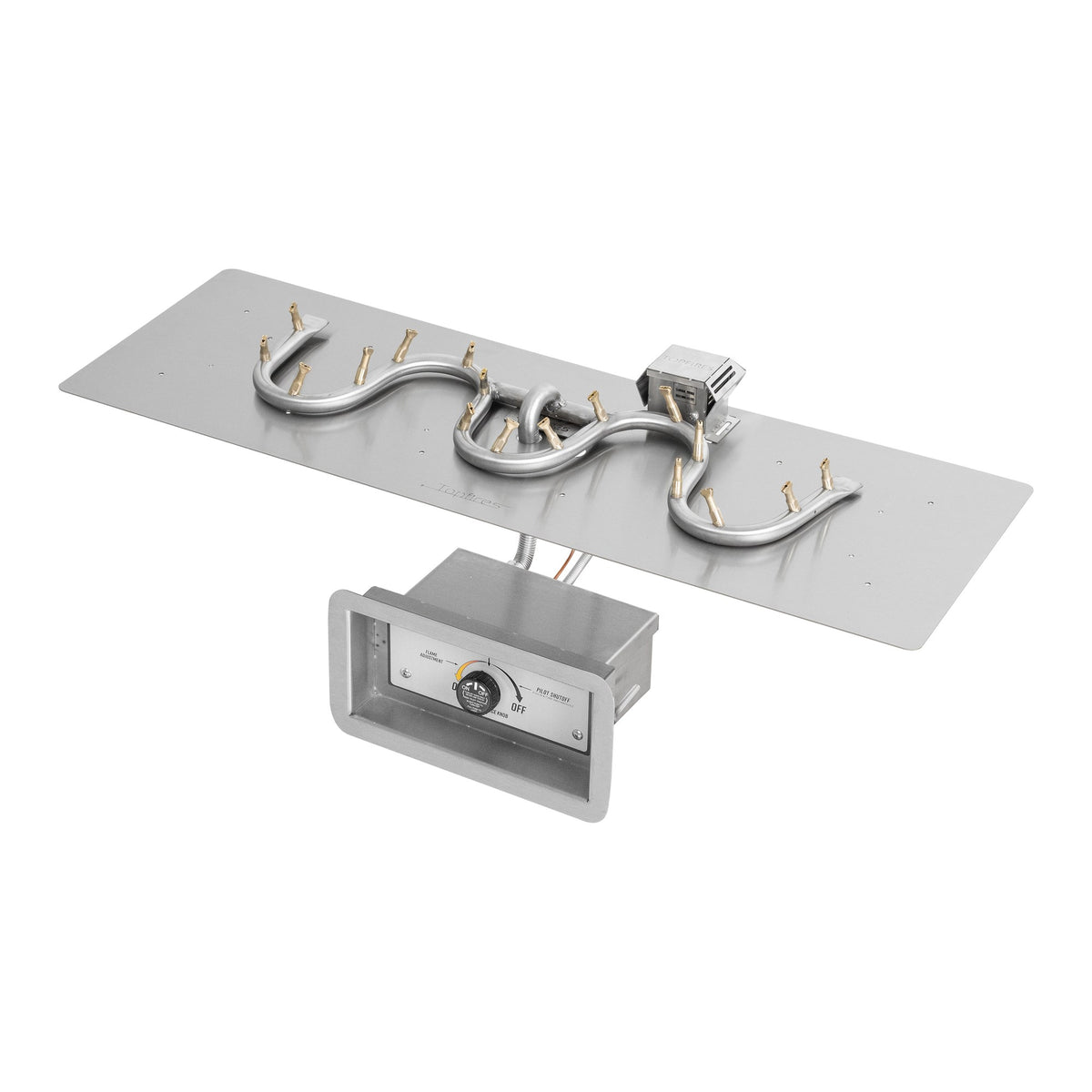 Rectangular flat pan with stainless steel switchback bullet burner, Match Lit w/ Flame Sense