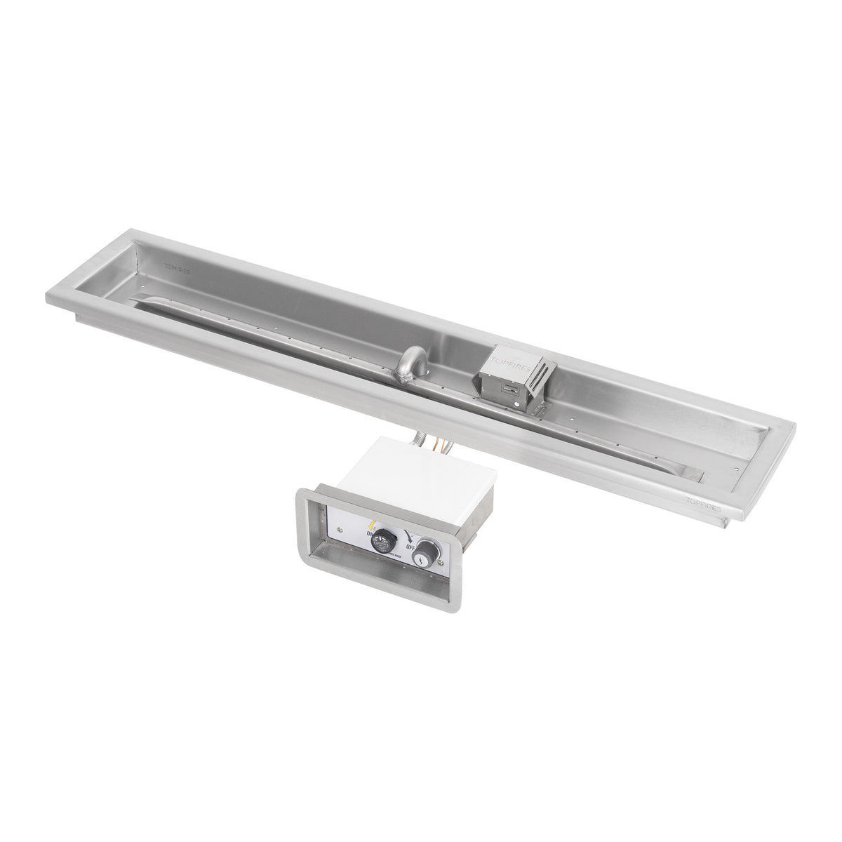 Rectangle raised lip pan with linear burner, Flame Sense w/ Spark Ignition