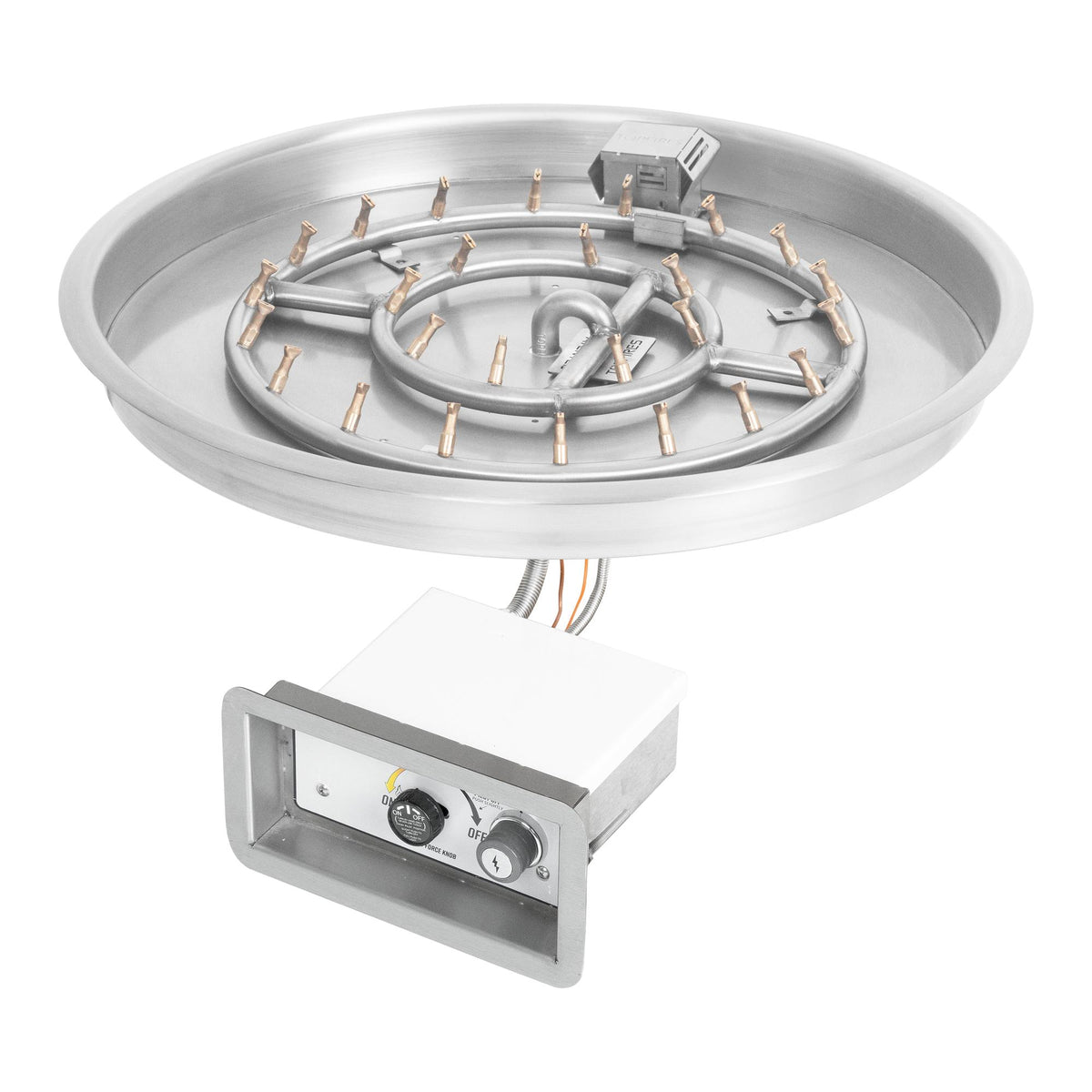 Round drop-in pan with stainless steel round bullet burner, Flame Sense w/ Spark Ignition