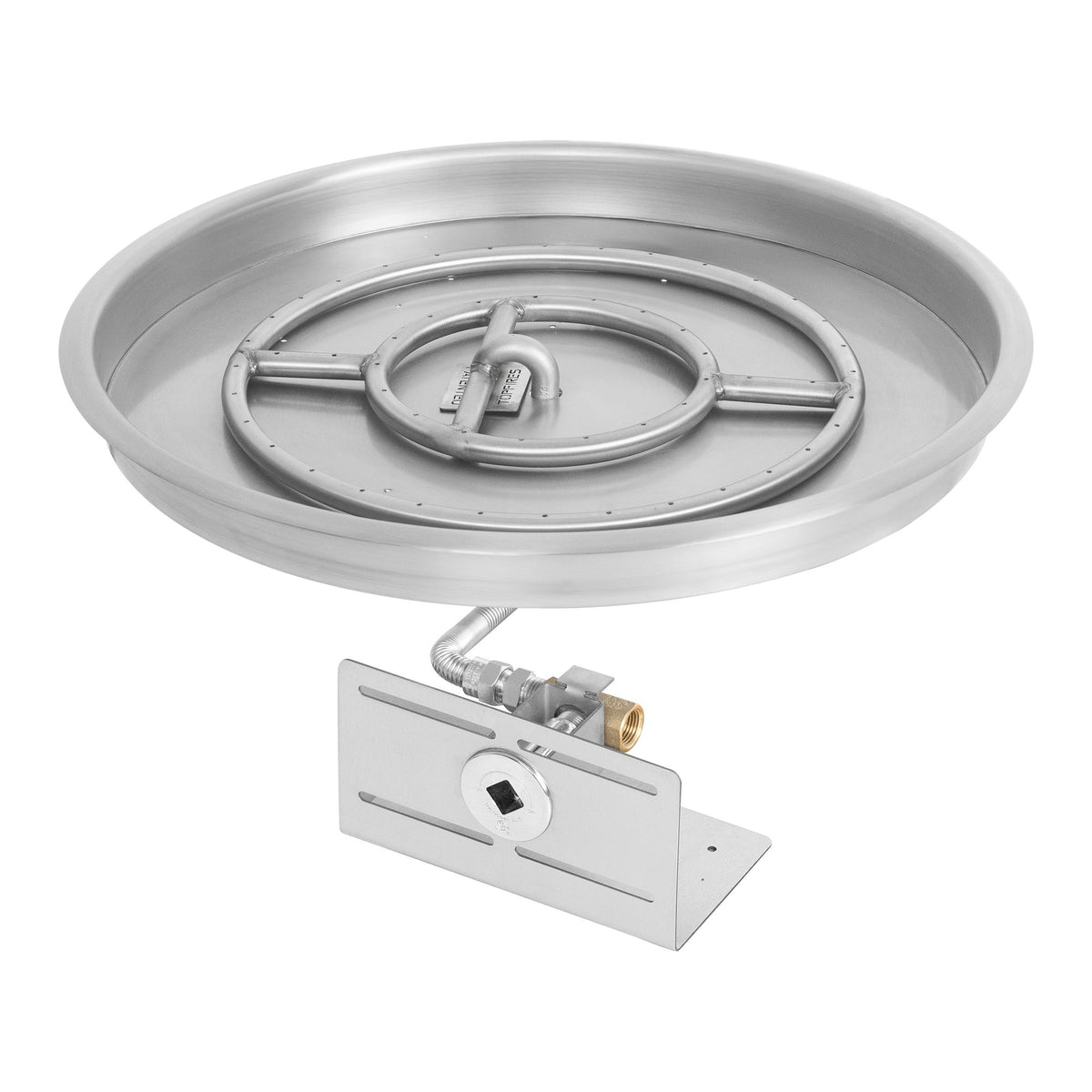 Round drop-in pan with stainless steel round bullet burner, Match Lit