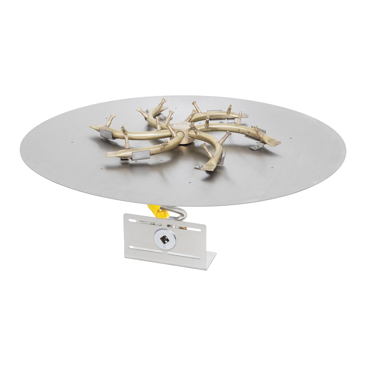 Round flat pan with brass triple 'S' bullet burner, Match Lit
