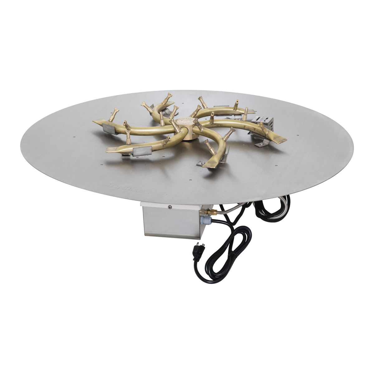 Round flat pan with brass triple 'S' bullet burner, Plug & Play