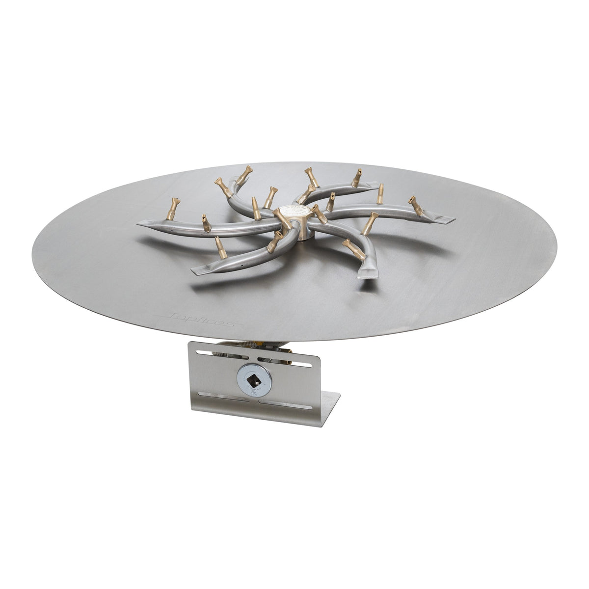 Round flat pan with stainless steel triple 'S' bullet burner, Match Lit