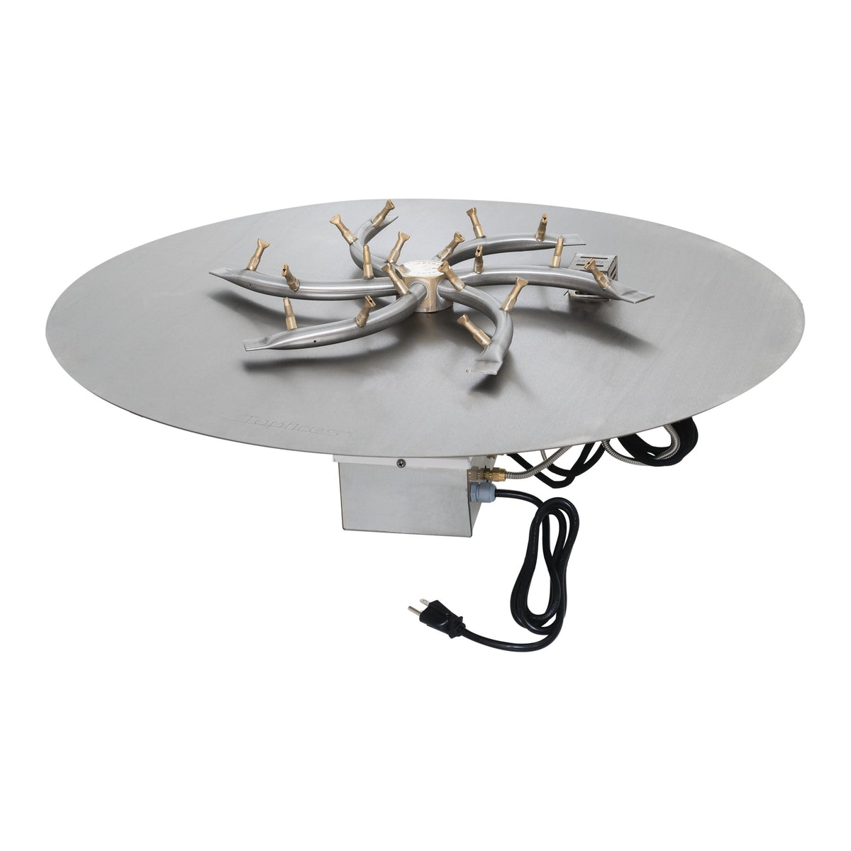 Round flat pan with stainless steel triple 'S' bullet burner, Plug & Play