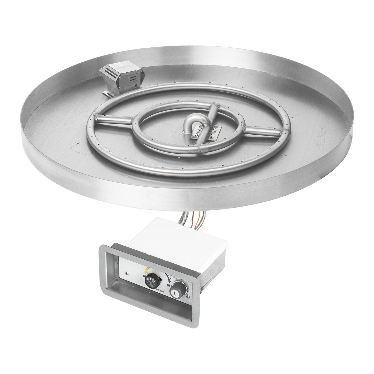 Round lipless pan with round burner, Flame Sense w/ Spark Ignition