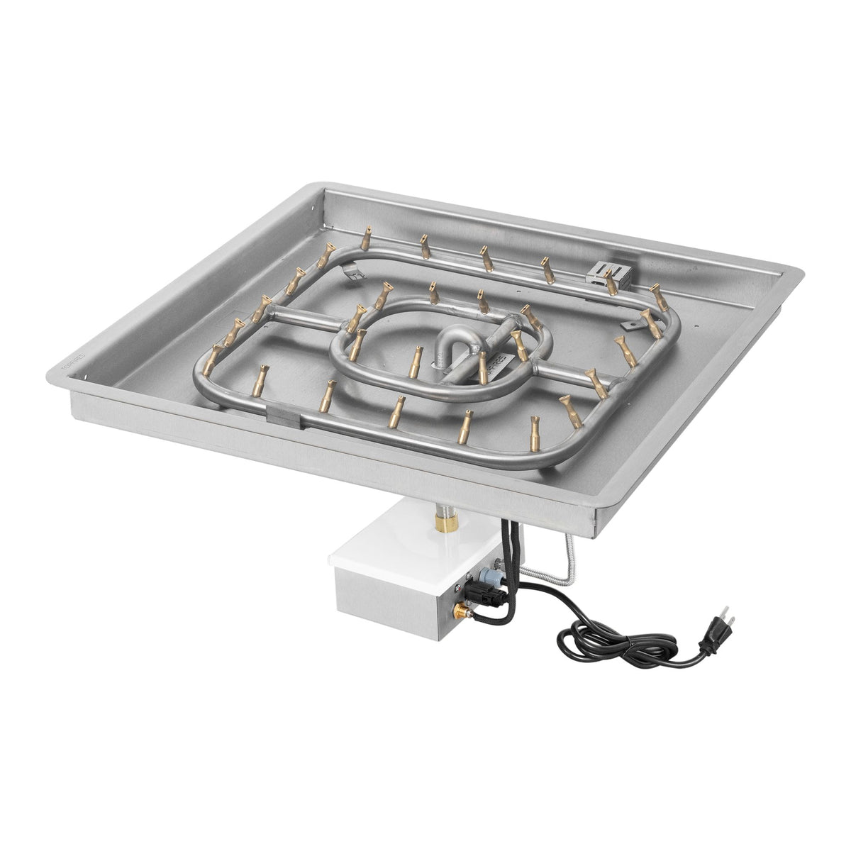 Square drop-in pan with stainless steel square bullet burner, Plug & Play
