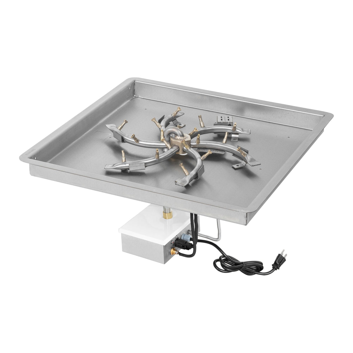 Square drop-in pan with stainless steel triple 'S' bullet burner, Plug & Play