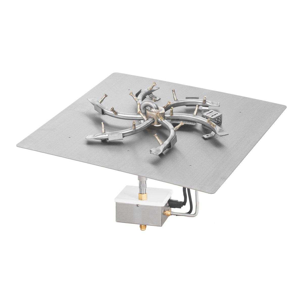 Square flat pan with brass triple 'S' bullet burner, 30DC Electronic Ignition