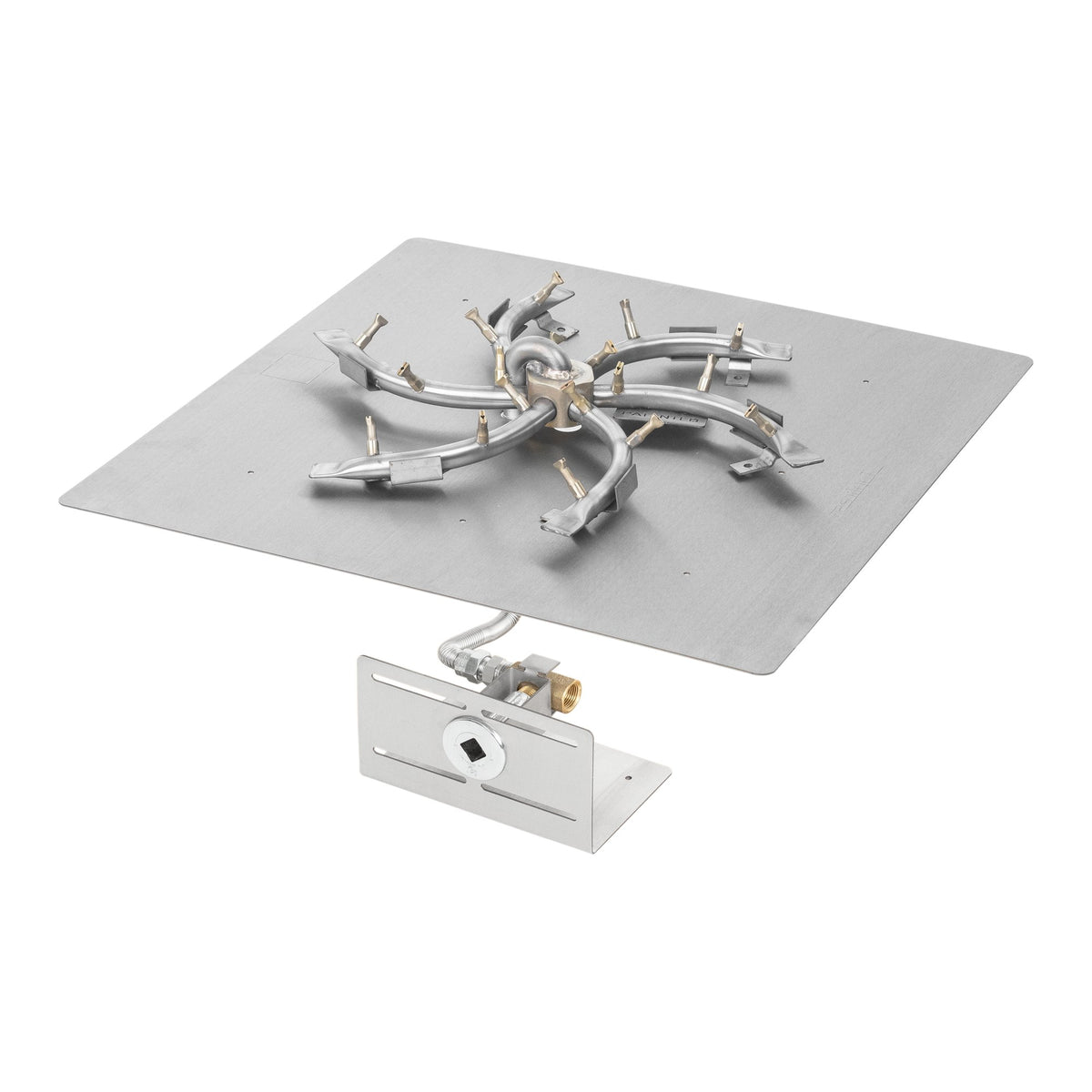 Square flat pan with stainless steel triple 'S' bullet burner, Match Lit