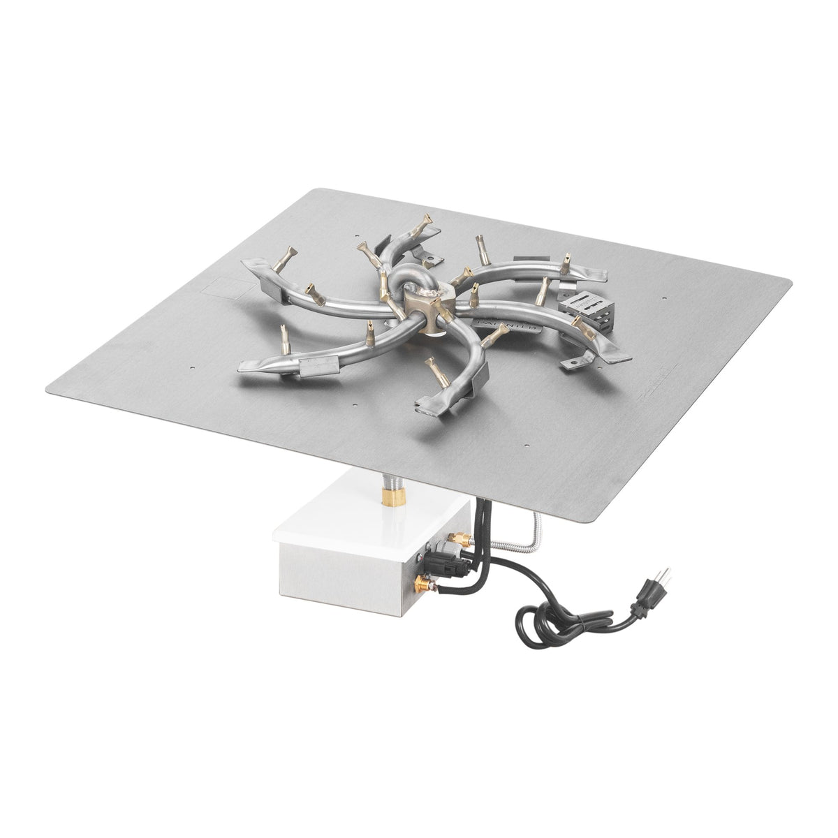 Square flat pan with stainless steel triple 'S' bullet burner, Plug & Play