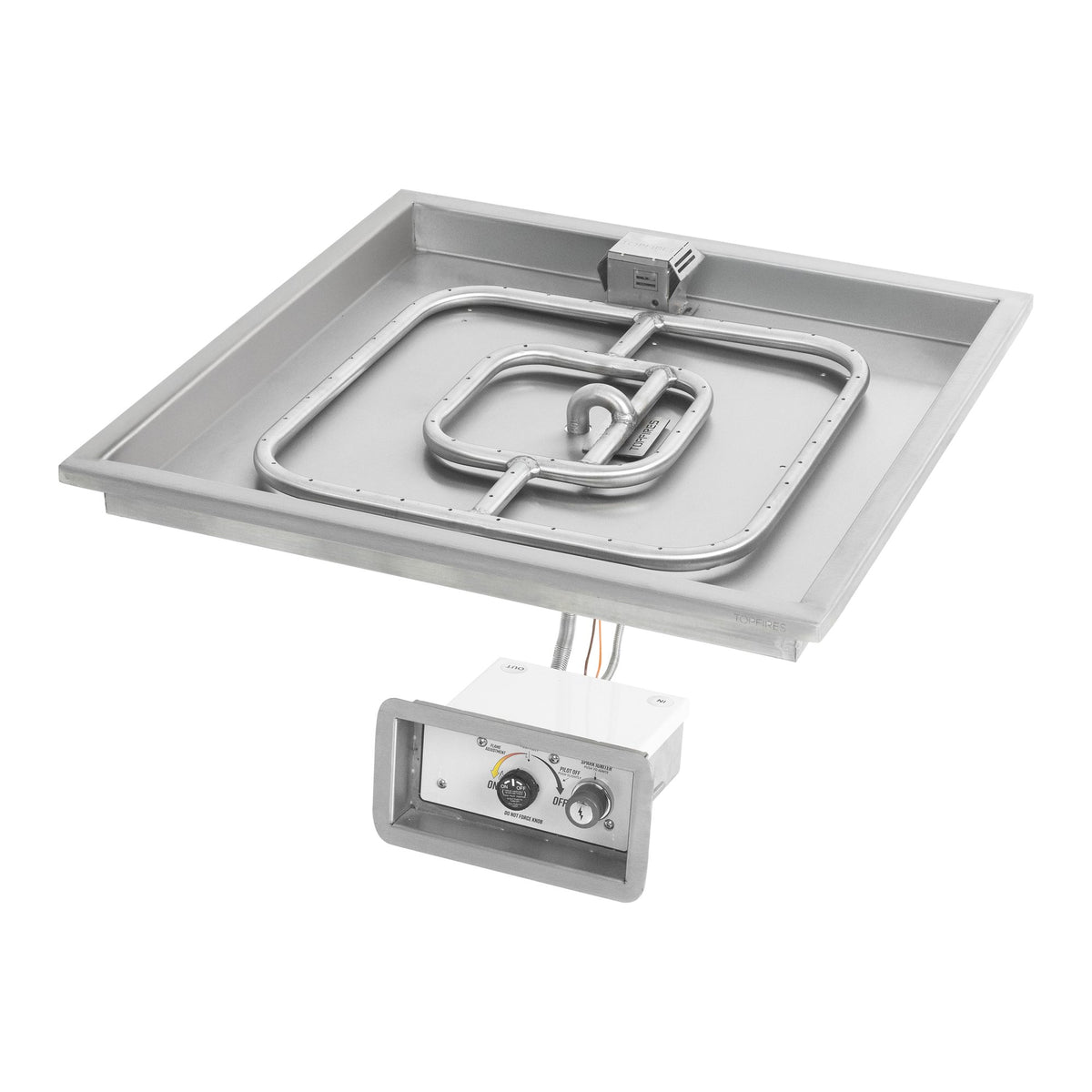 Square raised lip pan with square burner, Flame Sense w/ Spark Ignition